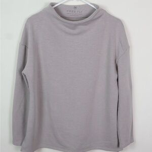 Free Fly Apparel Women's Heather Stone Bsmboo Thermal Fleece Mockneck M